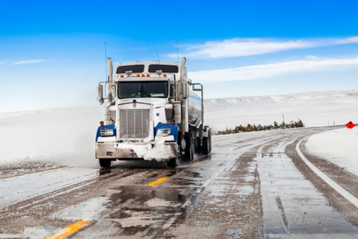 Truck on icy road