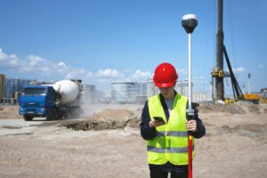 Worker on site for development