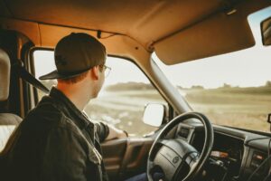 truck driver behind the wheel