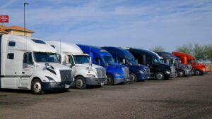 line of trucks