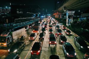 trucks on road