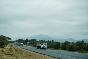 White truck on road