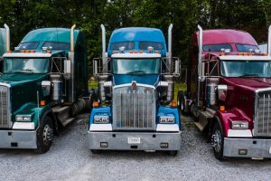 trucks lined up