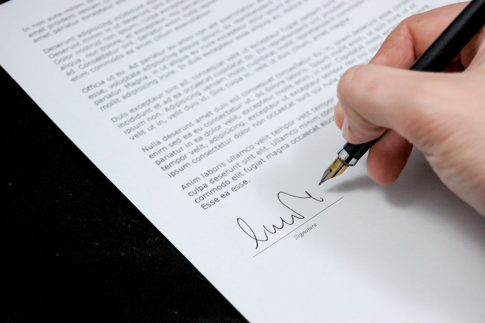 signing a contract