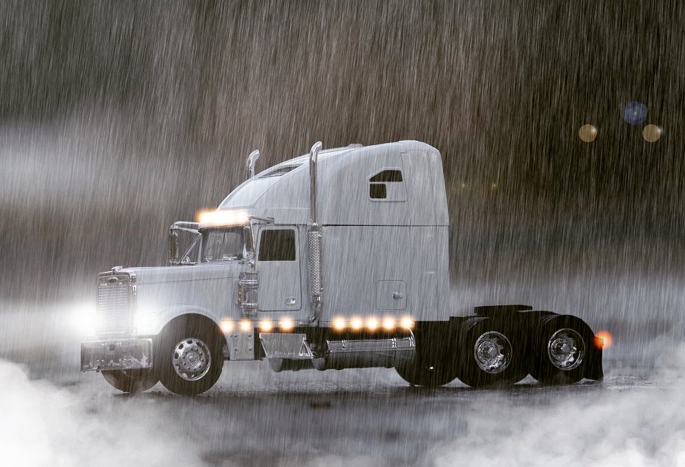 White truck on road