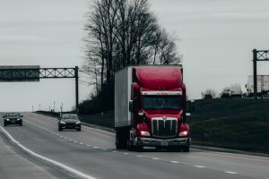 Red semi truck