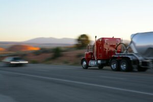 truck speeding along a road