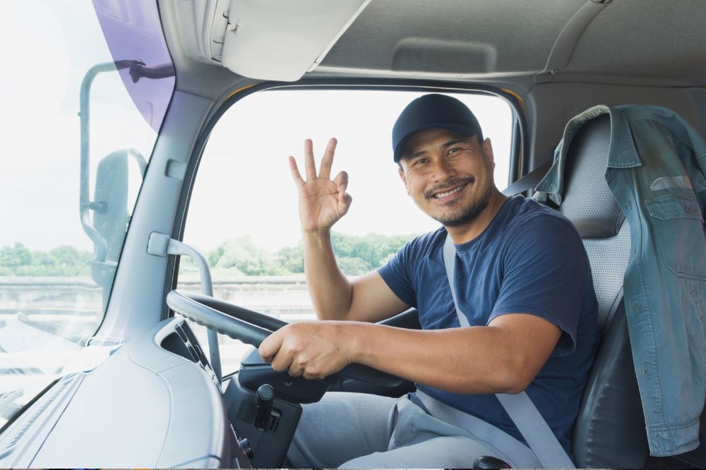 happy truck driver