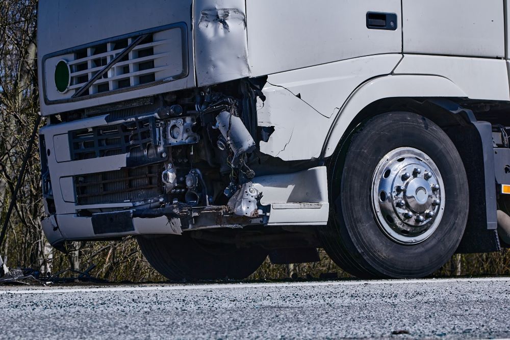 damaged semi truck