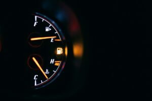 fuel gauge showing an empty tank
