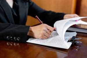 lawyer looking through documents