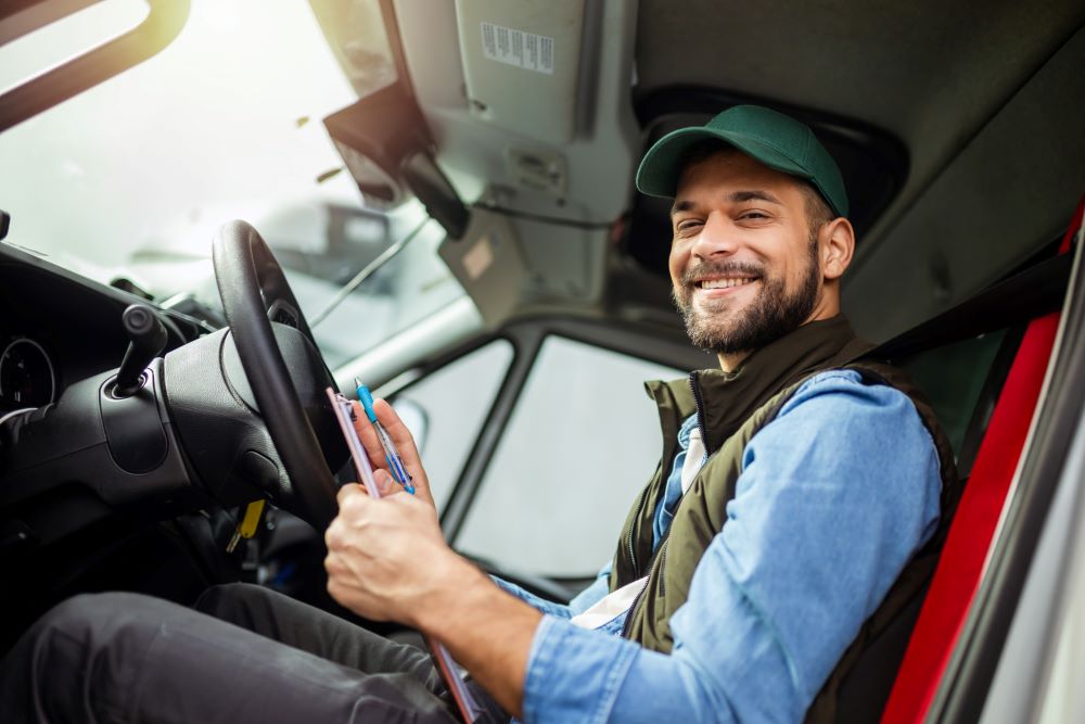 happy truck driver