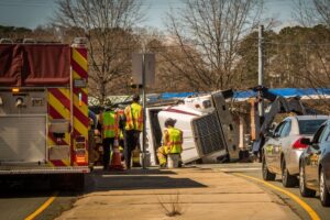 emergency workers at an accident scene
