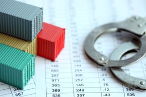 handcuffs next to model containers