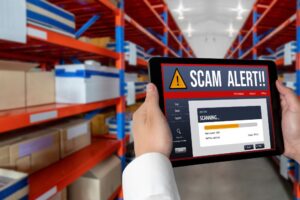 scam alert message on a tablet