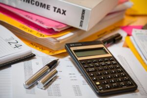 calculator and financial documents