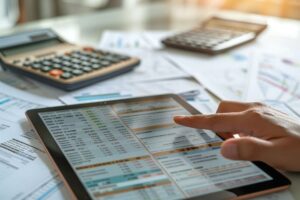 person calculating finances on a mobile devise