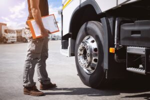 inspecting a commercial truck