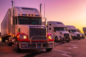 row of commercial trucks