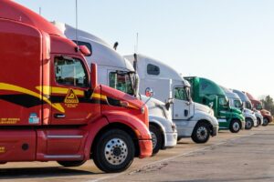 Line of trucks from the side