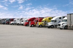 Semi trucks parked together